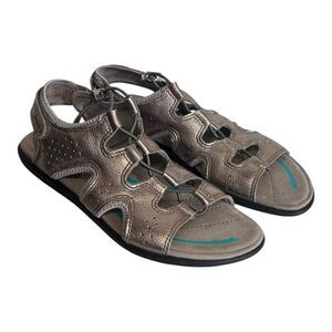 ECCO | Bluma Toggle Sandals Metallic Shine Elastic Laces Womens Size 39 US 8-8.5